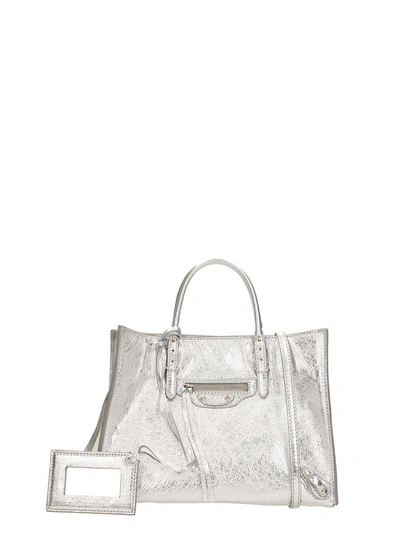 Shop Balenciaga Papier Za A6 Bag In Silver