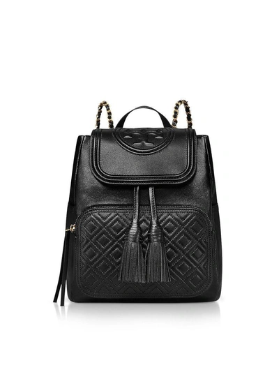 Shop Tory Burch Black Quilted Leather Fleming Backpack