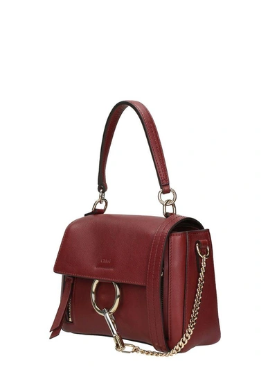 Shop Chloé Faye Day Small Burgundy Leather Shoulder Bag In Bordeaux