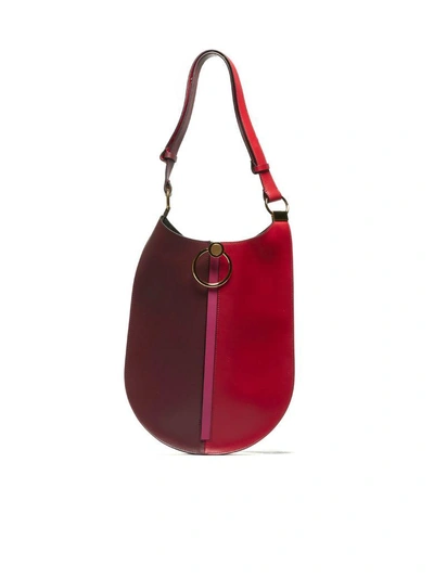 Shop Marni Lilac Earring Leather Shoulder Bag In Bordeaux Rosso