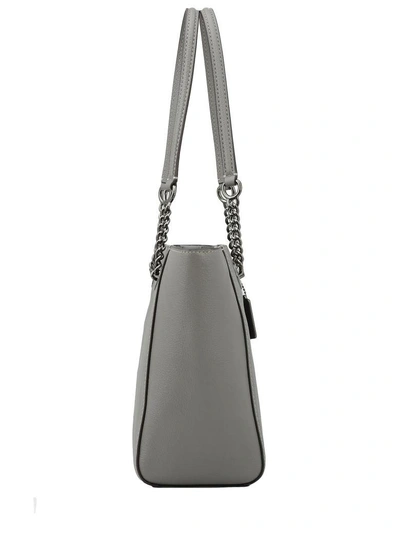 Shop Coach Turnlock Chain Tote In Dk/heather Grey