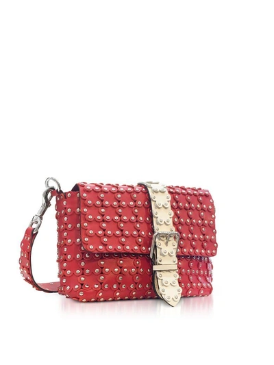 Shop Red Valentino Strawberry-ivory Studded Leather Puzzle Shoulder Bag