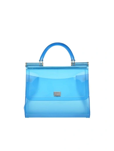 Shop Dolce & Gabbana Semi-transparent Rubber Sicily Handbag In Light Blue/multicolor