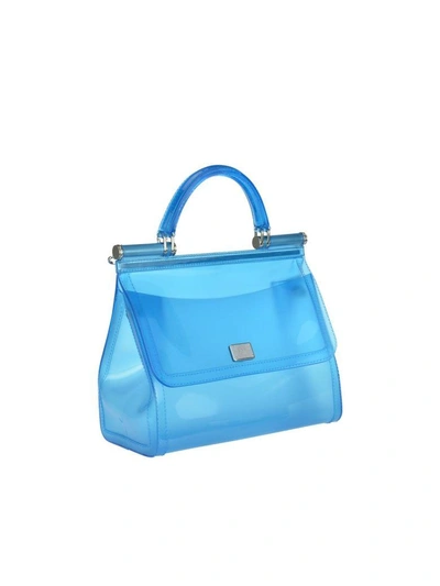 Shop Dolce & Gabbana Semi-transparent Rubber Sicily Handbag In Light Blue/multicolor