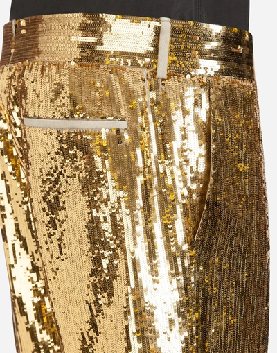 Shop Dolce & Gabbana Sequined Bermuda Shorts In Gold