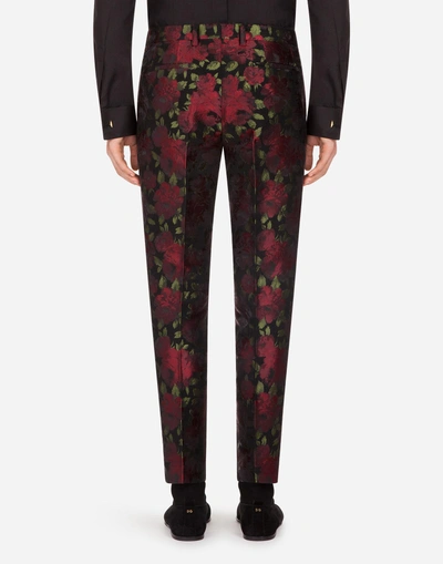 Shop Dolce & Gabbana Floral Jacquard Pants In Multi-colored