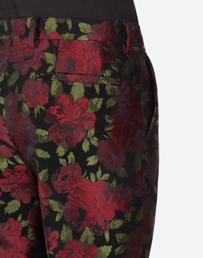 Shop Dolce & Gabbana Floral Jacquard Pants In Multi-colored