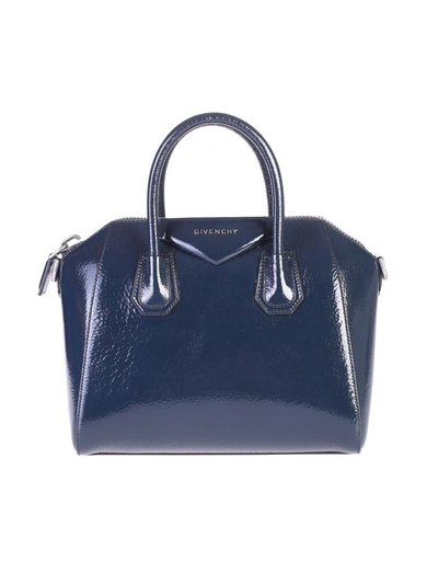Shop Givenchy Blue Small Antigona Bag
