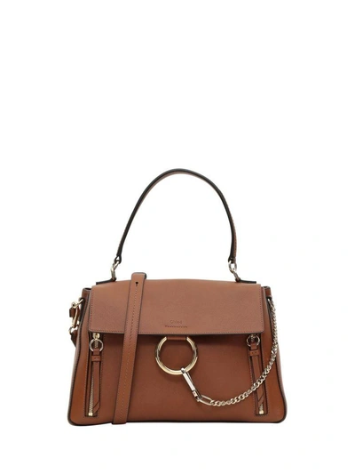Shop Chloé Leather And Suede Faye Medium Day Shoulder Bag In Tan