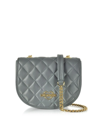 Shop Love Moschino Grey Superquilted Eco-leather Small Crossbody Bag In Gray