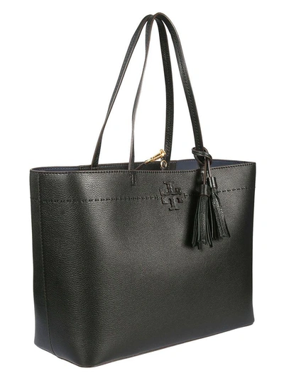 Shop Tory Burch Mcgraw Tote In Black/royal Navy