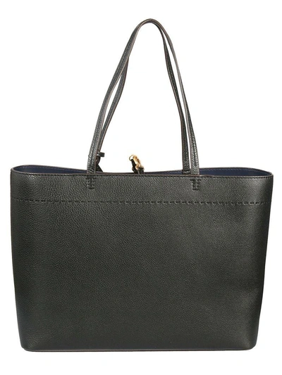 Shop Tory Burch Mcgraw Tote In Black/royal Navy