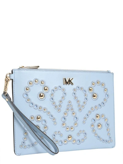 Shop Michael Michael Kors Medium Zipped Pouch In Celeste