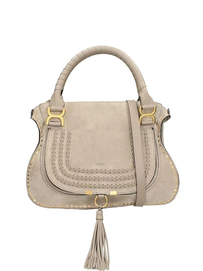 Shop Chloé Marcie Medium Grey Leather Shoulder Bag