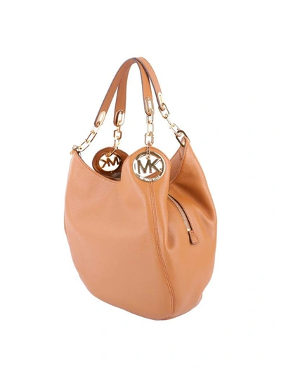 Shop Michael Michael Kors Fulton Leather Shoulder Bag In Acorn