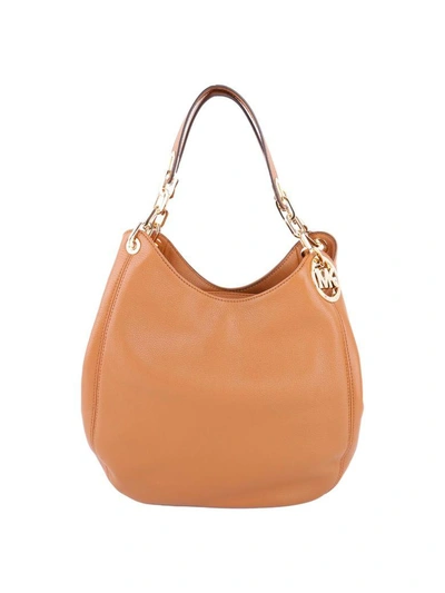 Shop Michael Michael Kors Fulton Leather Shoulder Bag In Acorn