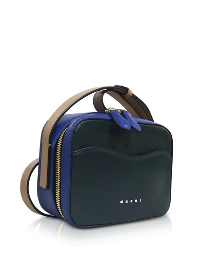 Shop Marni Nappa Leather Shell Shoulder Bag In Forest Green