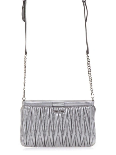 Shop Miu Miu Chrome Quilted Leather Clutch