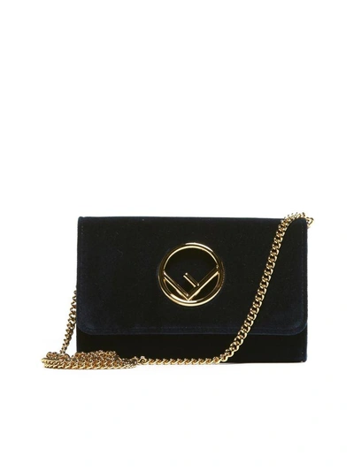 Shop Fendi Mini Chain Shoulder Bag In Blu Oro