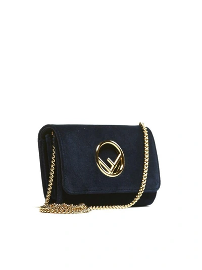 Shop Fendi Mini Chain Shoulder Bag In Blu Oro