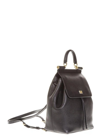 Shop Dolce & Gabbana Small Sicily Black Leather Backpack