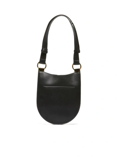 Shop Marni Earring Leather Shoulder Bag In Nero Oro