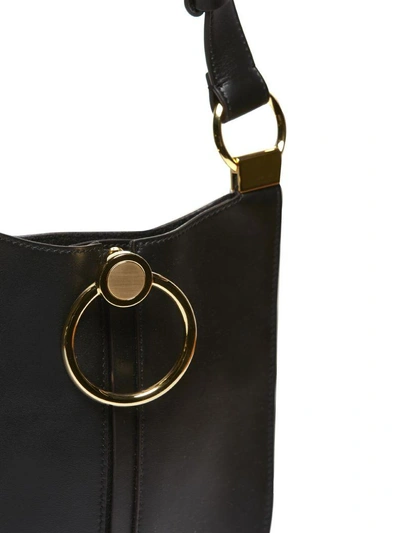 Shop Marni Earring Leather Shoulder Bag In Nero Oro