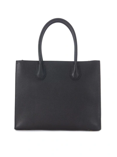 Shop Michael Kors Mercer Black Leather Tote Bag In Nero