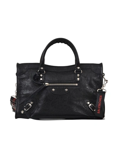 Shop Balenciaga Black City Classic S Tote Bag In Black/red