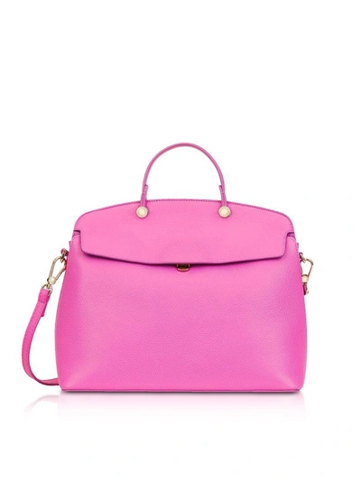 Shop Furla Fuchsia Leather My Piper Medium Top Handle Satchel Bag