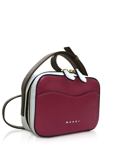 Shop Marni Nappa Leather Shell Shoulder Bag In Cherry