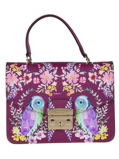 Shop Furla Owl Painted Metropolis Shoulder Bag In Fuchsia