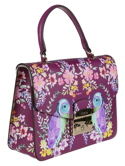 Shop Furla Owl Painted Metropolis Shoulder Bag In Fuchsia