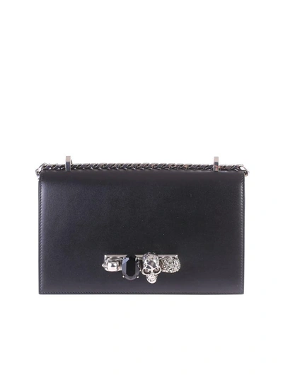 Shop Alexander Mcqueen Black Four-ring Knuckle Crossbody Bag