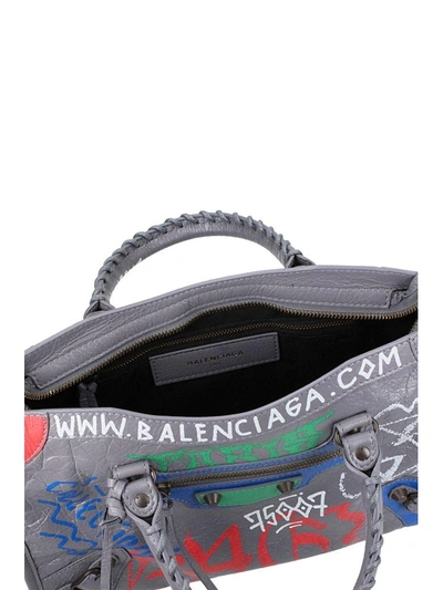 Shop Balenciaga Graffiti Grey City Bag