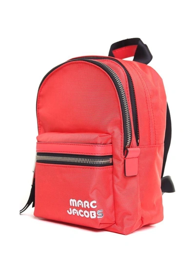 Shop Marc Jacobs Treck Pack Medium Leather-trimmed Nylon Backpack In Rosso