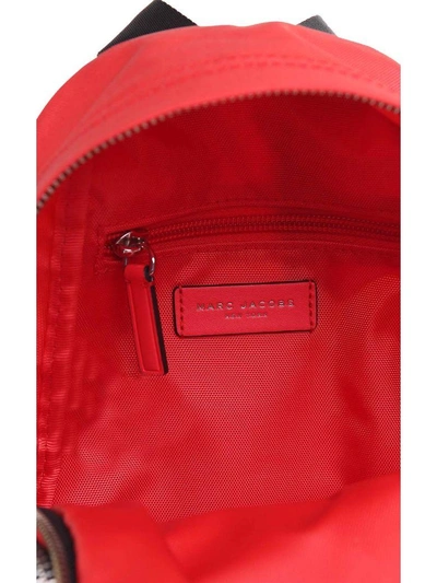 Shop Marc Jacobs Treck Pack Medium Leather-trimmed Nylon Backpack In Rosso