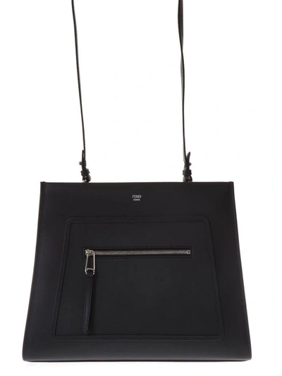 Shop Fendi Runaway Regular Leather Bag In Black