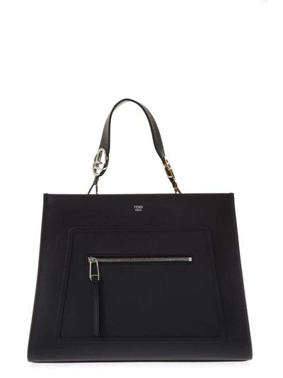 Shop Fendi Runaway Regular Leather Bag In Black