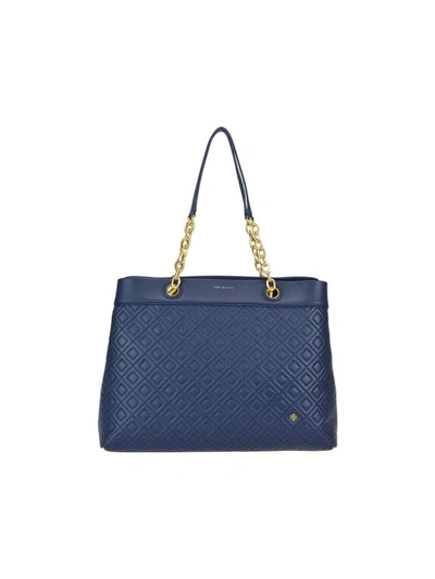 Shop Tory Burch Fleming Triple Compartment Tote Bag In Royal Navy