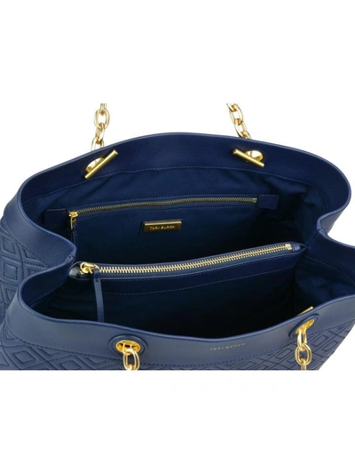 Shop Tory Burch Fleming Triple Compartment Tote Bag In Royal Navy