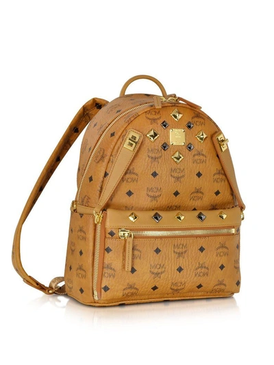 Shop Mcm Cognac Small Dual Stark Backpack