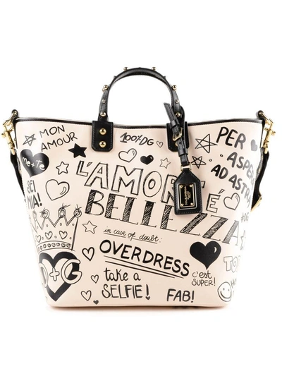 Shop Dolce & Gabbana Printed Shopper Bag In Hapmurales Fdo.panna