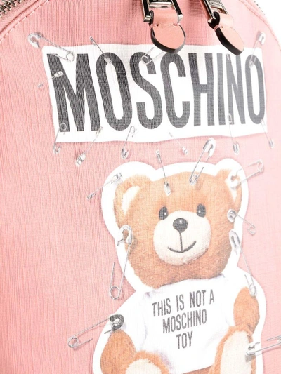 Shop Moschino Teddy Logo Backpack In Apink