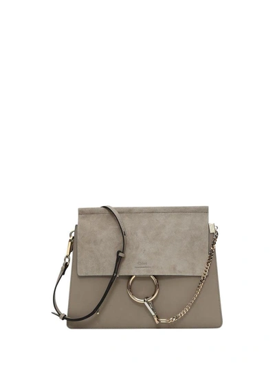 Shop Chloé Leather And Suede Faye Shoulder Bag In Motty Grey