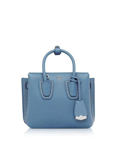 Shop Mcm Milla Studded Mini Tote Bag In Blue