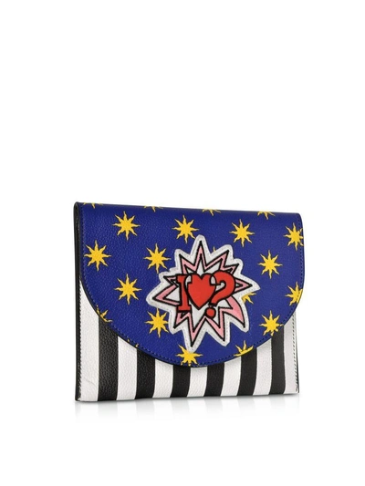 Shop Alessandro Enriquez Miracle Pop Love Leather Clutch In Blue