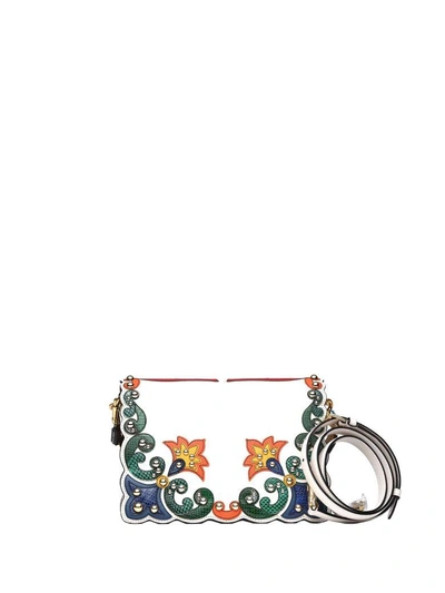 Shop Dolce & Gabbana Lucia Shoulder Bag In Leather And Ayers Snakeskin With Appliqués In Gesso-giallo