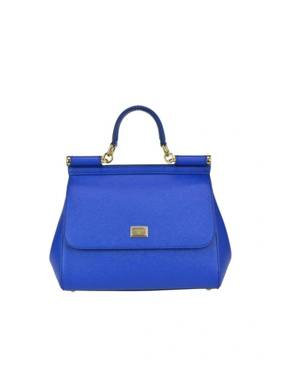 Shop Dolce & Gabbana Medium Sicily Bag In Bluette Scuro