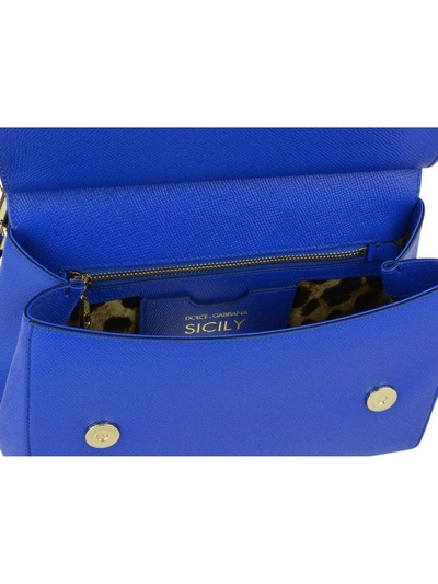 Shop Dolce & Gabbana Medium Sicily Bag In Bluette Scuro